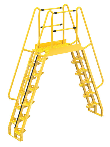 Alternating 12 Step Cross-Over Ladder w/ 68 Degree Step Angle & 44